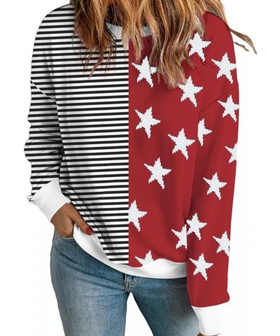 Women's Casual Holiday Sweatshirt Print Round Neck Long Sleeve Pullover Tops Z-american Flag-white4 $16.73 Hoodies & Sweatshirts