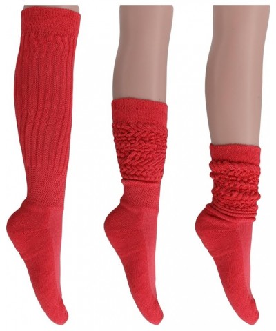 Women's Extra Long Heavy Slouch Cotton Socks Shoe Size 5 to 10 Hot Pink, 3 Pairs $7.75 Activewear