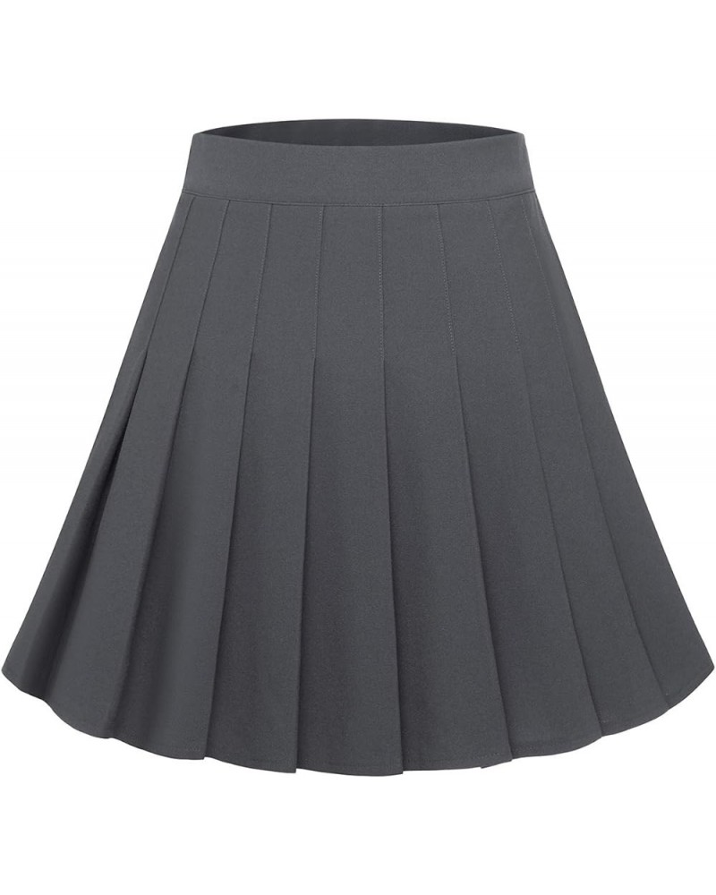 Pleated Mini Tennis Skirts for Women Skater High Waisted School Girl Skirt Darkgrey $10.79 Skirts