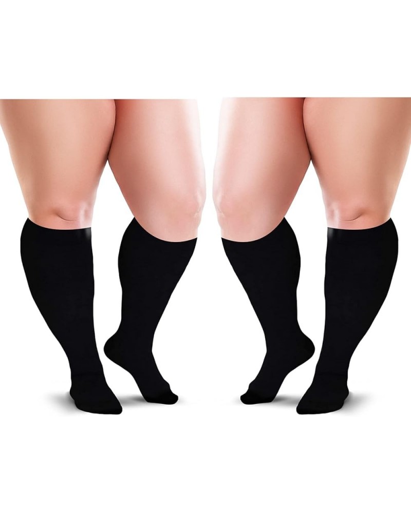 Knee High Compression Socks 15 to 20 mmHg Black 4X-Large Black/Beige (2-Pair) $11.76 Activewear