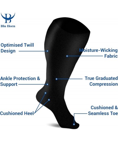 Knee High Compression Socks 15 to 20 mmHg Black 4X-Large Black/Beige (2-Pair) $11.76 Activewear