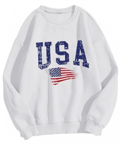 Women's Graphic Letter Print Long Sleeve Pullover Sweatshirt Loose Top White a $8.09 Hoodies & Sweatshirts