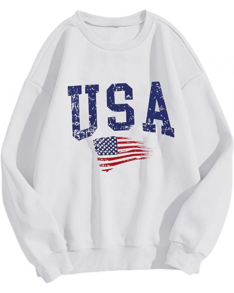 Women's Graphic Letter Print Long Sleeve Pullover Sweatshirt Loose Top White a $8.09 Hoodies & Sweatshirts