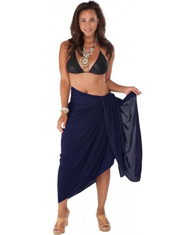 Womens Plus Size Fringeless (TM) Swimsuit Sarong Navy Blue $24.07 Swimsuits