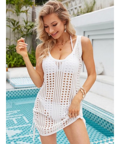 Swimsuit Coverup Crochet Bathing Suit Cover Ups for Swimwear women Knit Pullover Beach Dress White2 $12.40 Swimsuits