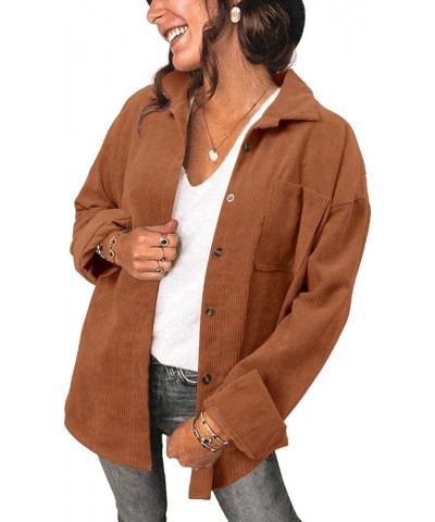 Women's Brushed Plaid Shirts Long Sleeve Flannel Lapel Button Down Cardigan Boyfriend Shacket Jacket Coats C-brown $14.88 Blo...