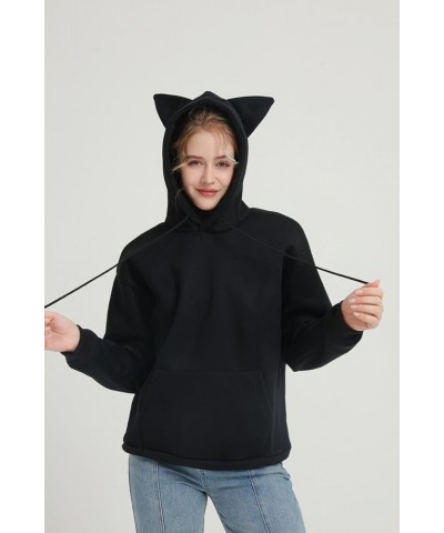 Harajuku Y2K Women's Cute Pink Hoodie Cat Ear Kawaii Pullover Loose Size Top Black $12.74 Others