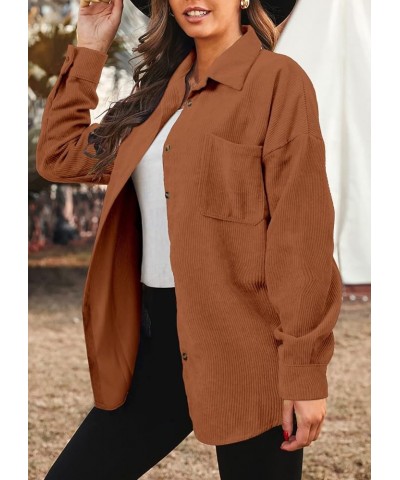 Women's Brushed Plaid Shirts Long Sleeve Flannel Lapel Button Down Cardigan Boyfriend Shacket Jacket Coats C-brown $14.88 Blo...