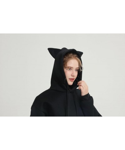 Harajuku Y2K Women's Cute Pink Hoodie Cat Ear Kawaii Pullover Loose Size Top Black $12.74 Others