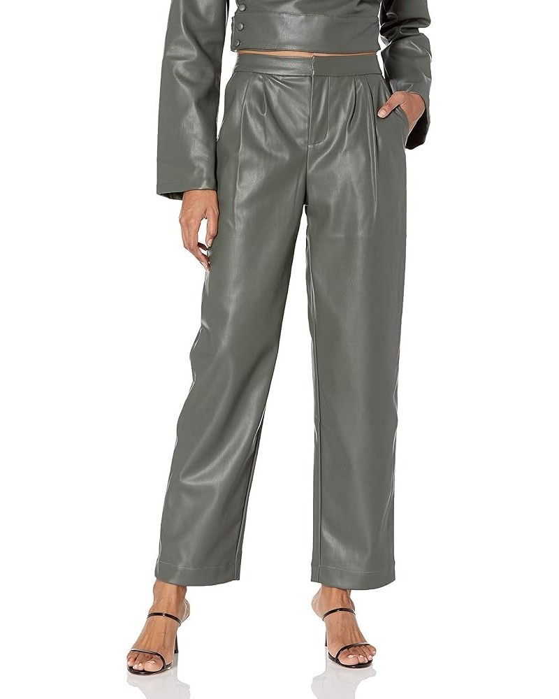 Women's Vegan Leather Cropped Pant Kylie Green $31.20 Pants