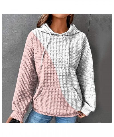 Waffle Hoodies For Women Casual, 2024 Plus Size Cute Long Sleeve Tops Pullover Clothes Trendy Hooded Tops with Pocket Qpink $...