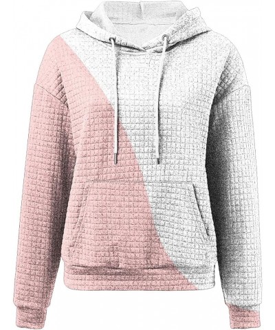 Waffle Hoodies For Women Casual, 2024 Plus Size Cute Long Sleeve Tops Pullover Clothes Trendy Hooded Tops with Pocket Qpink $...