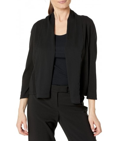 Women's 3q Cardigan with Chiffon Front Black $12.27 Sweaters