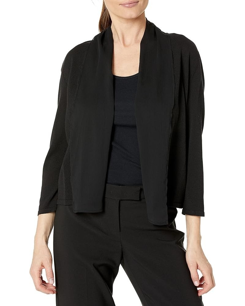 Women's 3q Cardigan with Chiffon Front Black $12.27 Sweaters