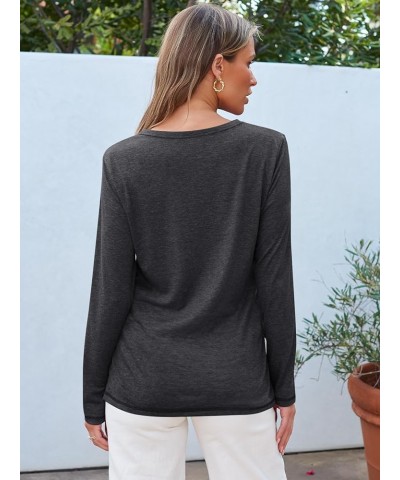 Womens Long Sleeve Round Neck Shirts Basic Tee 01blackgrey $12.74 T-Shirts