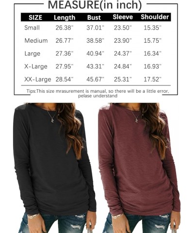 Womens Long Sleeve Round Neck Shirts Basic Tee 01blackgrey $12.74 T-Shirts