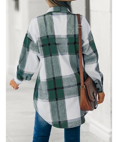 Women Long Sleeve Plaid Button Down Tops Casual V Neck Oversized Shirt Blouse Green $17.69 Blouses