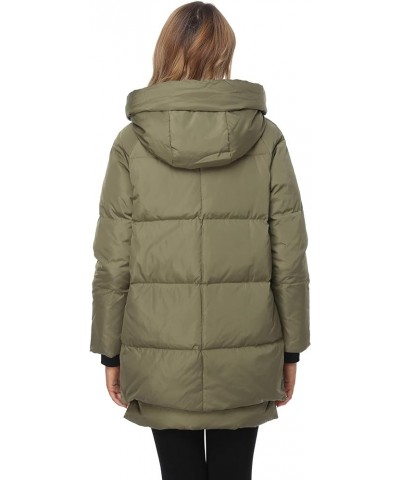 Women's Winter Thickened Down Jackets Long Down Coats Warm Parka with Hood Army Green $21.15 Jackets