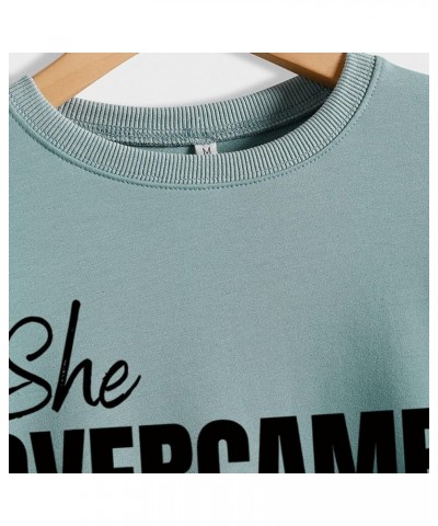 She Overcame Everything That Was Meant To Destroy Her Sweatshirt Letter Printed Long Sleeve Top Baggy Sweatshirts For Women S...