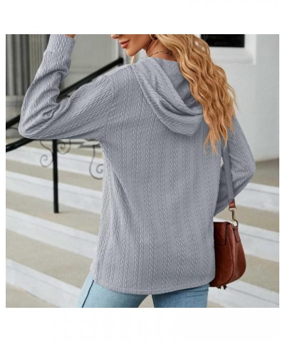 Womens 2023 Winter Fall Button Collar Hoodies Tops Long Sleeve Casual Drawstring Button Down Pullover Sweatshirt Q $6.95 Tops