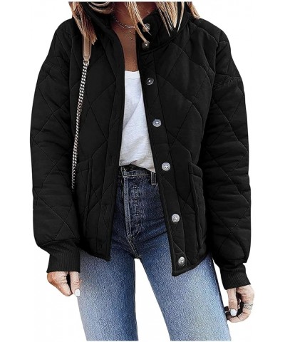 Womens Dolman Long Sleeve Quilted Jackets Lightweight Oversized Padded Coat Winter Fashion Warm Outwear with Pockets D-black ...