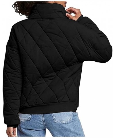 Womens Dolman Long Sleeve Quilted Jackets Lightweight Oversized Padded Coat Winter Fashion Warm Outwear with Pockets D-black ...