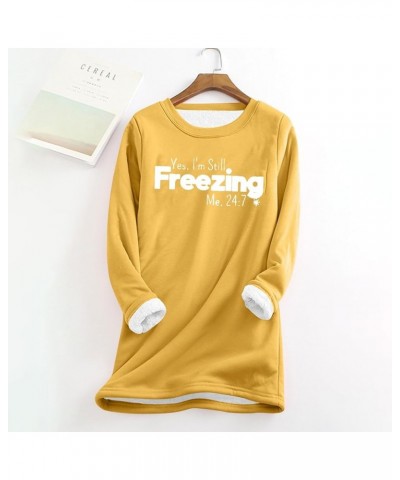 Yes,i'm Still Freezing -Me 24:7 Sherpa Lined Sweatshirt Women Faux Fur Parka Warm Outerwear Letter Print Loungewear 5-yellow ...