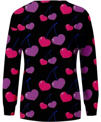 Girls Valentines Gifts,Long Sleeve Shirts For Women Lightweight Crewneck Loose 2024 Valentines Pullover For Women 2-purple Pi...