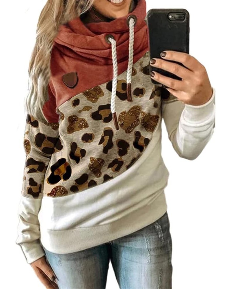 Hoodies for Women Cowl Neck Long Sleeve Pullover Hooded Sweatshirts Casual Color Block Striped Drawstring Tunic Top Multi Col...