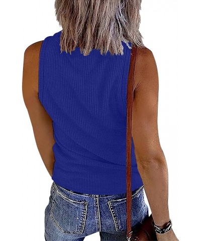 Womens Ribbed Knit Tank Tops V Neck Sleeveless & Petal Sleeve Shirts S-2XL 01/Royal Blue $9.89 Tops