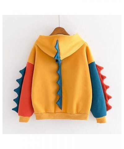 Dinosaur Hoodie for Teen Girls Kawaii Long Sleeve Pullover Casual Loose Cute Dinosaur Hooded Color Block Sweatshirt Dinosaur ...