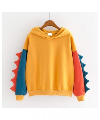 Dinosaur Hoodie for Teen Girls Kawaii Long Sleeve Pullover Casual Loose Cute Dinosaur Hooded Color Block Sweatshirt Dinosaur ...