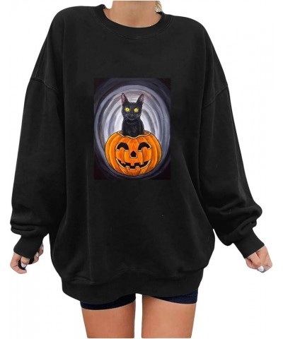 Women's Oversized Sweatshirt Holloween Sweatshirt Crewneck Long Sleeve Casual Loose Pullover Tops Black 14 $64.98 Hoodies & S...