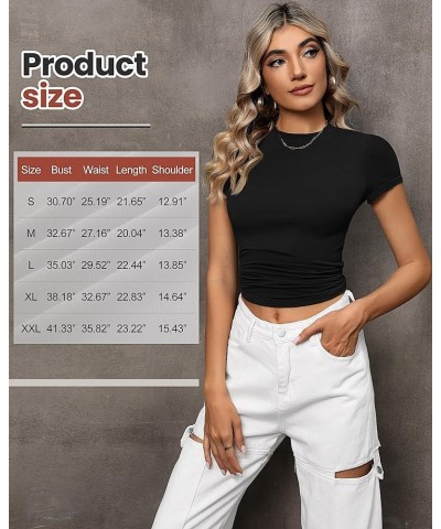 3 Pcs Women's Basic Crop Tops Short Sleeve Y2K T Shirts Women Casual Round Neck Tee Shirts Casual Crew Neck Crop Tops Black, ...