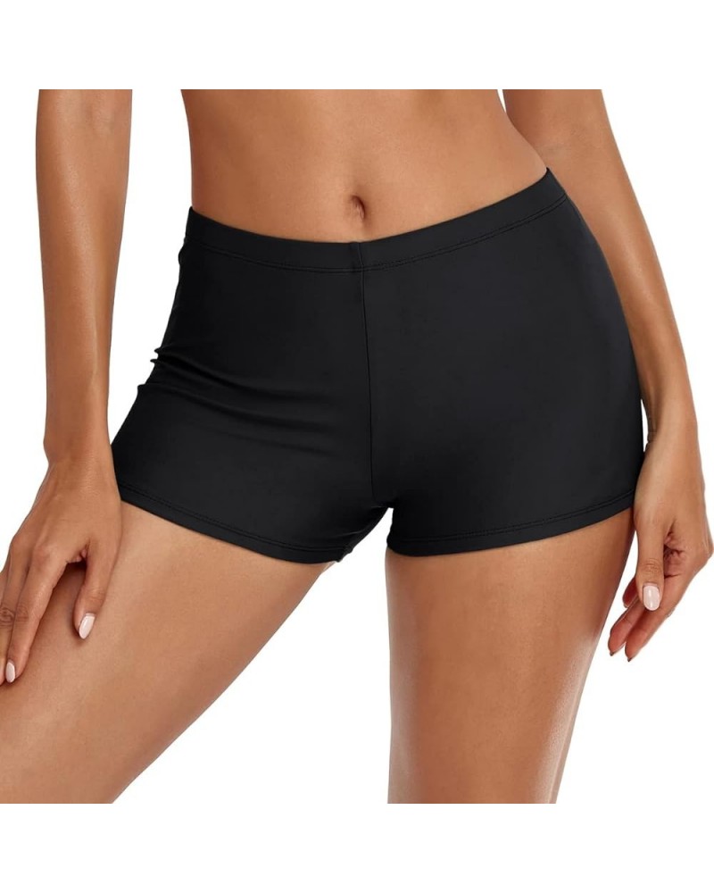 Swim Shorts for Women Stretchy Board Shorts Solid Tankini Bottoms Sport Swimsuit Bottoms Black $12.69 Swimsuits