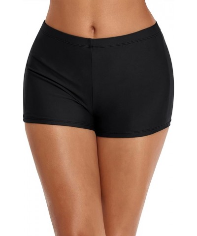 Swim Shorts for Women Stretchy Board Shorts Solid Tankini Bottoms Sport Swimsuit Bottoms Black $12.69 Swimsuits