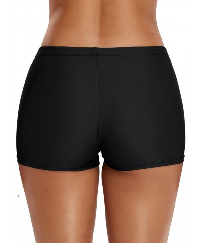 Swim Shorts for Women Stretchy Board Shorts Solid Tankini Bottoms Sport Swimsuit Bottoms Black $12.69 Swimsuits