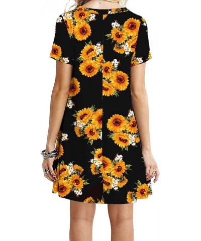 Women's Casual Plain Simple T-Shirt Loose Dress 81-f009 Floral Black $11.75 Dresses