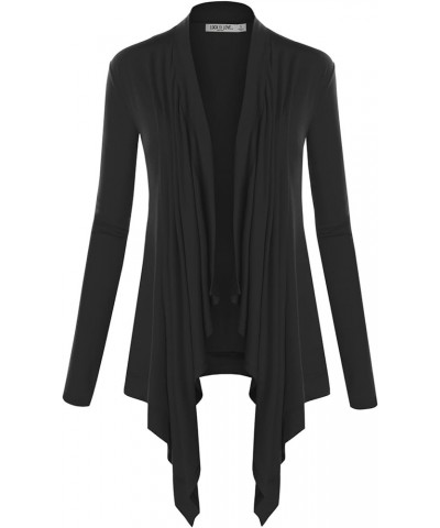 Women's Draped Front Open Cardigan Casual Long Sleeve Lightweight Cardigan Sweaters Duster Wsk849_black $11.88 Sweaters