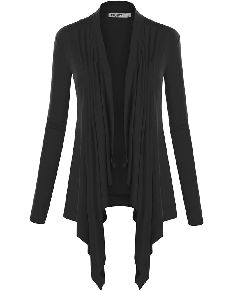 Women's Draped Front Open Cardigan Casual Long Sleeve Lightweight Cardigan Sweaters Duster Wsk849_black $11.88 Sweaters