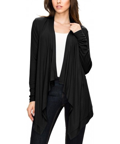 Women's Draped Front Open Cardigan Casual Long Sleeve Lightweight Cardigan Sweaters Duster Wsk849_black $11.88 Sweaters