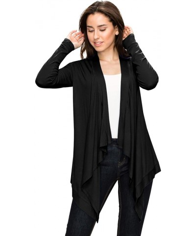 Women's Draped Front Open Cardigan Casual Long Sleeve Lightweight Cardigan Sweaters Duster Wsk849_black $11.88 Sweaters