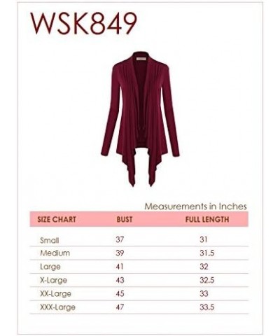 Women's Draped Front Open Cardigan Casual Long Sleeve Lightweight Cardigan Sweaters Duster Wsk849_black $11.88 Sweaters