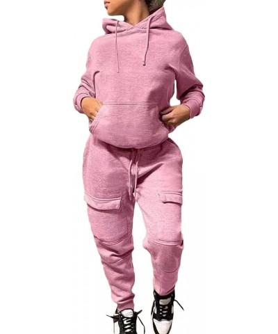 Womens 2 Piece Outfits Lounge Hoodie Sweatsuit Sets Tracksuit 2023 Fall Fashion Sweatshirt Sweatpants with Pockets 01-pink $9...