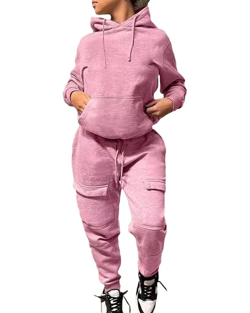 Womens 2 Piece Outfits Lounge Hoodie Sweatsuit Sets Tracksuit 2023 Fall Fashion Sweatshirt Sweatpants with Pockets 01-pink $9...