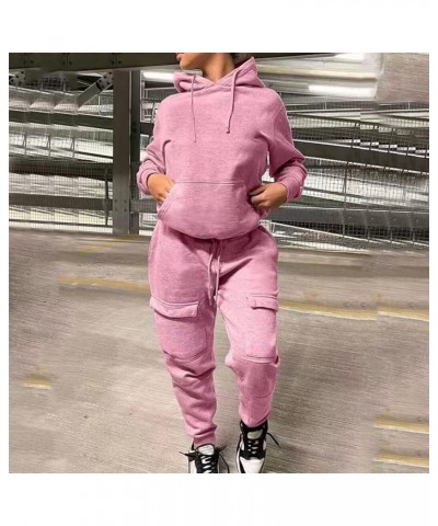 Womens 2 Piece Outfits Lounge Hoodie Sweatsuit Sets Tracksuit 2023 Fall Fashion Sweatshirt Sweatpants with Pockets 01-pink $9...