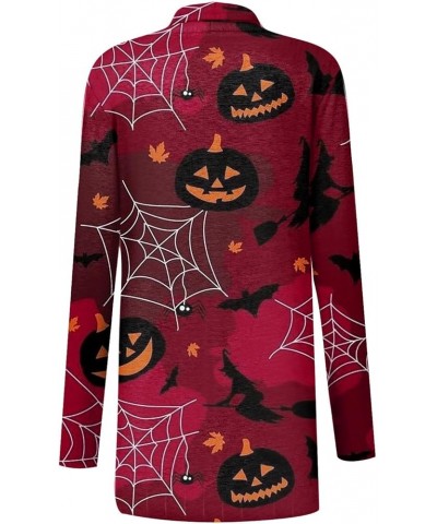 Cardigan for Women Lightweight Long Sleeve Halloween Pumpkin Cat Print Knitted Coats Open Front Knitted Sweaters 4-hot Pink $...