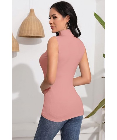 Women’s Long Sleeve Sleeveless Mock Turtle Neck Tops Basic Stretchy Fitted Underwear Layer Tee Shirts Sleeveless Sleeveless P...