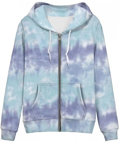 Zip Up Hoodie Women Cute Graphic Print Pockets Hooded Sweater Long Sleeve Athletic Hoodies Coats Blue Purple Tie Dye $19.88 H...