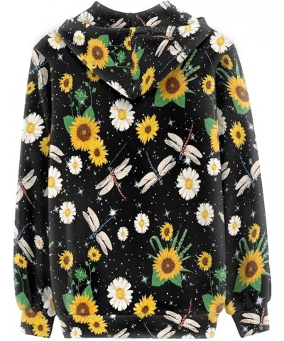 Casual Hoodie for Women Zipper Hooded Sweatshirt Pullover with Pocket Stylish Sunflower Daisy $21.44 Hoodies & Sweatshirts